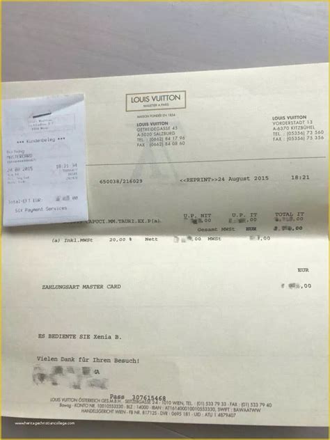 printing a Louis Vuitton receipt